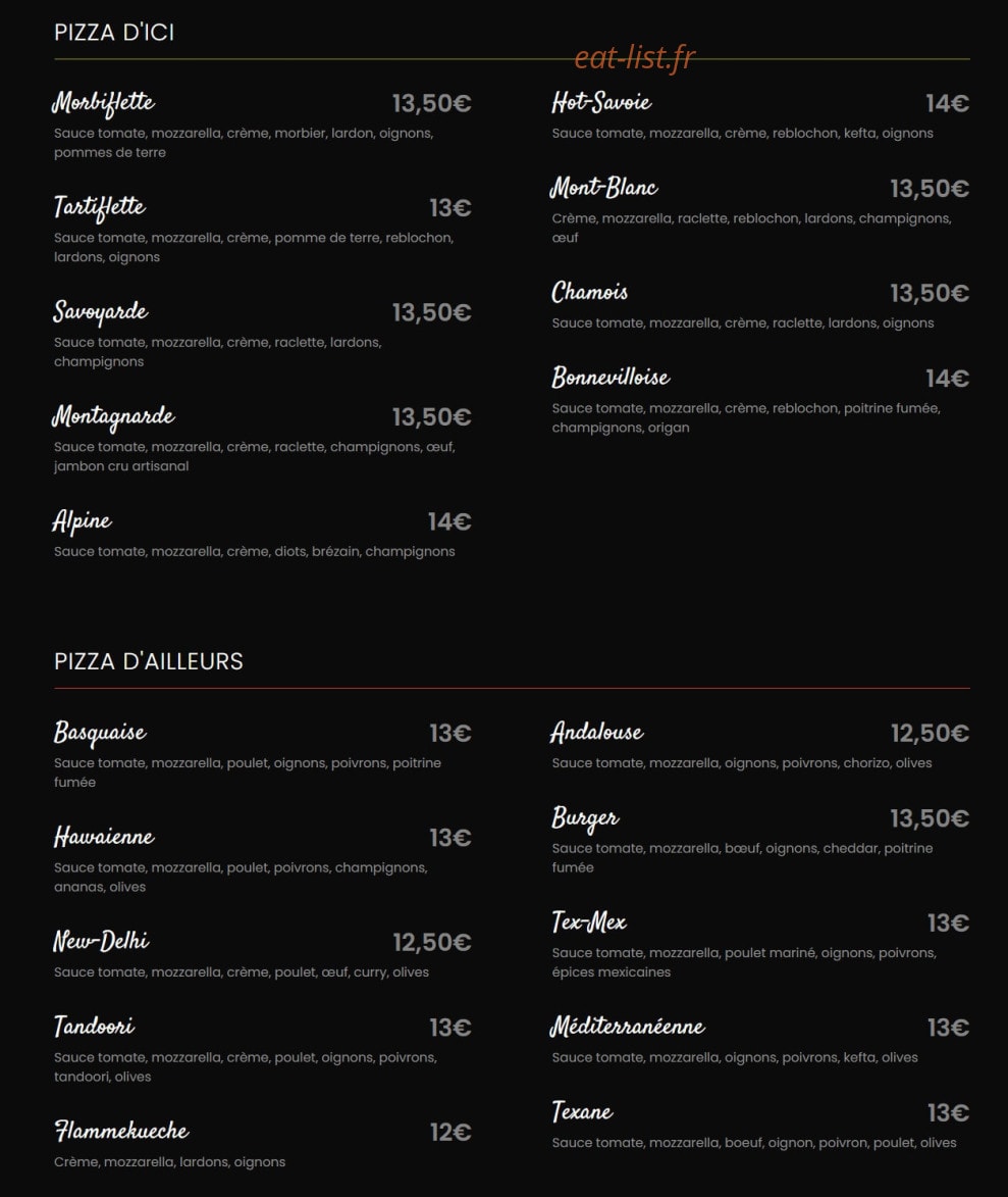 Solana Pizza — carte page 2
