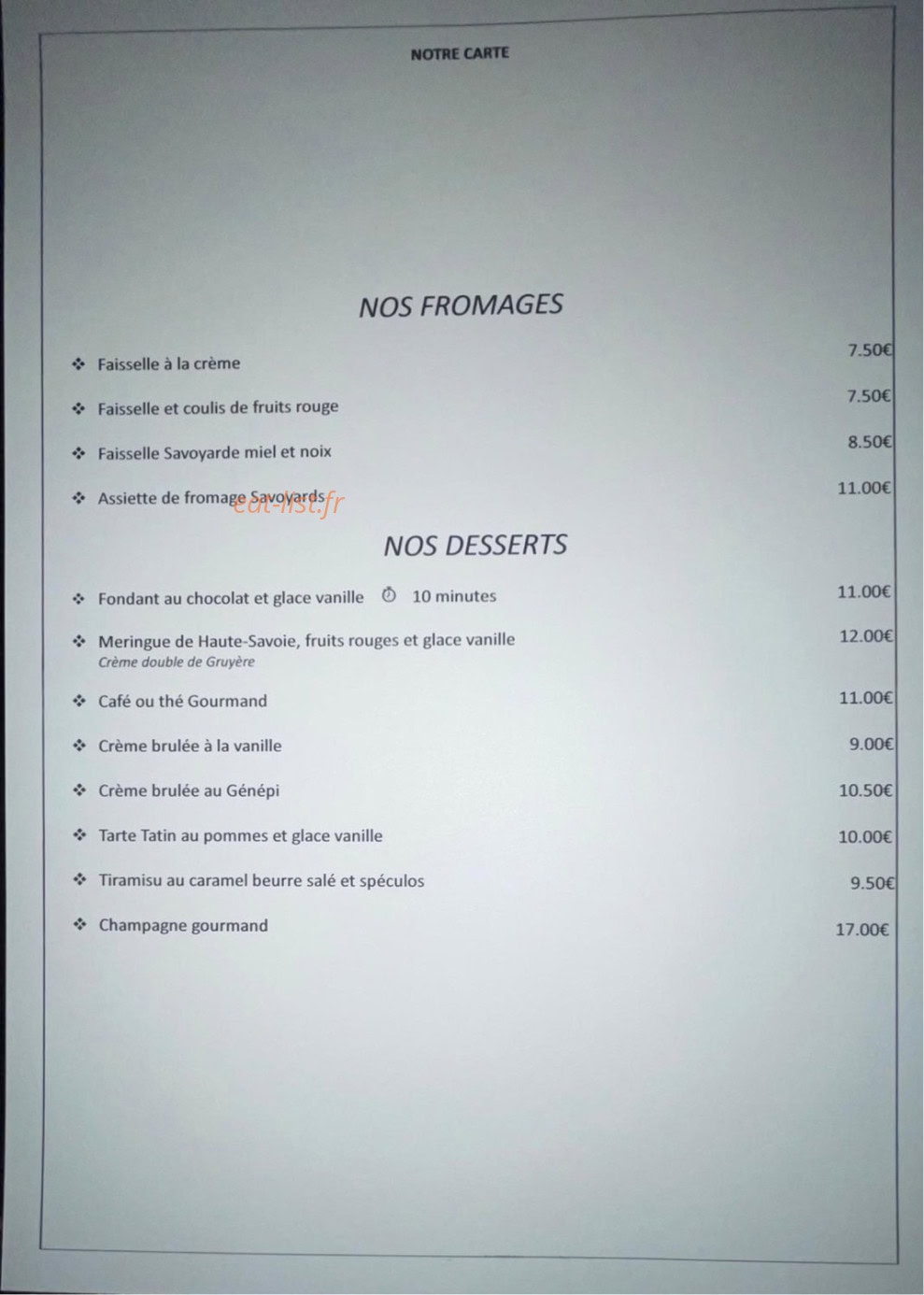 Auberge De Contamine — carte page 4
