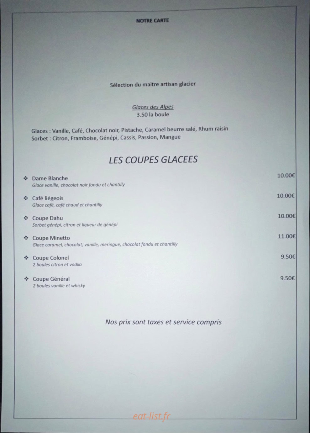 Auberge De Contamine — carte page 5