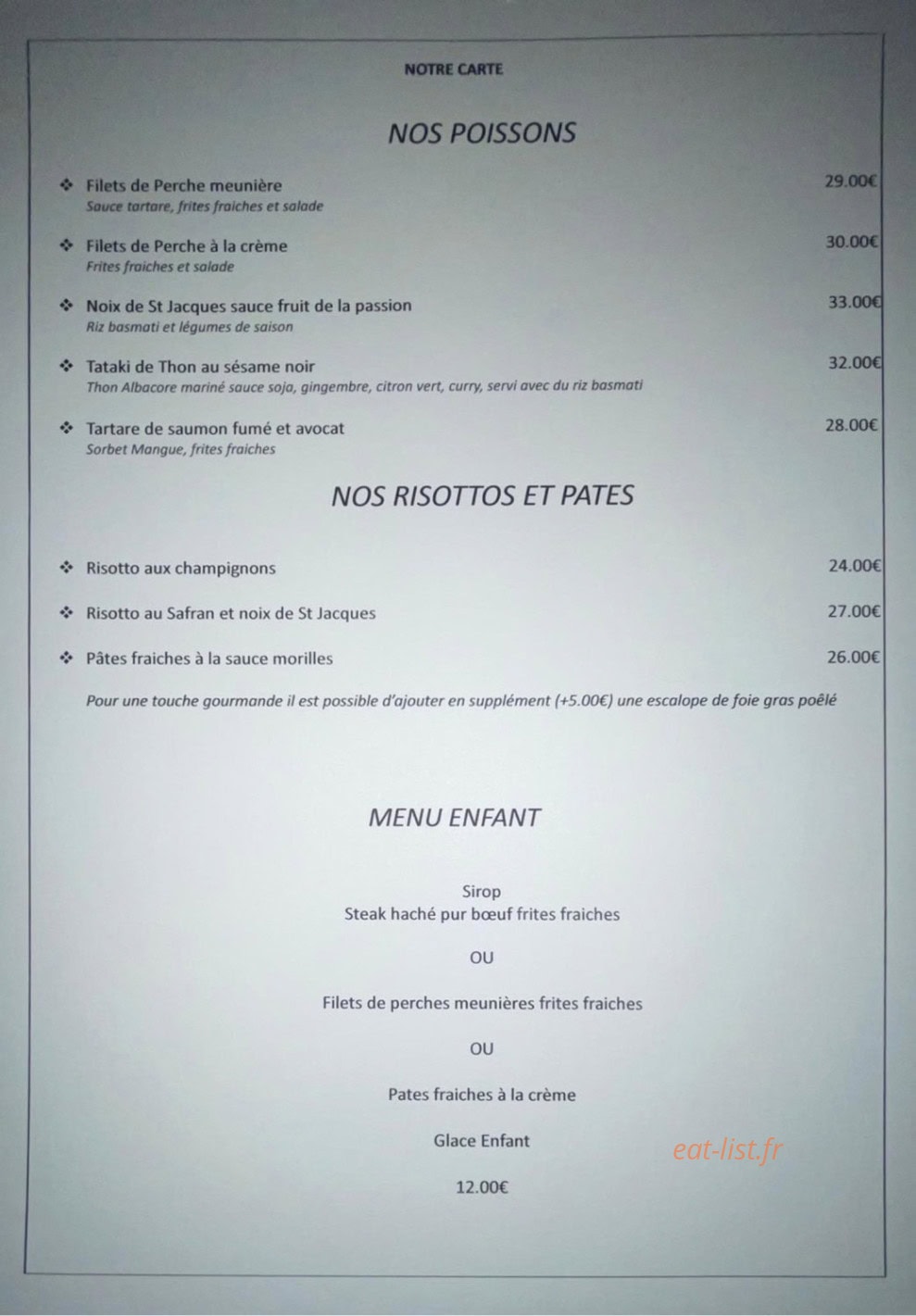 Auberge De Contamine — carte page 2