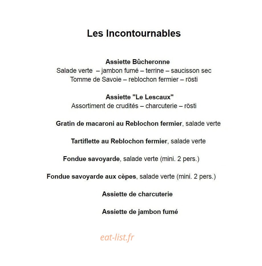 Restaurant Le Cret Chez Suzanne — carte page 2
