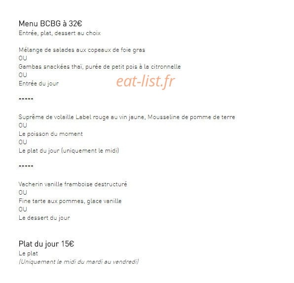 Le Bistro du Capucin Gourmand — carte page 1
