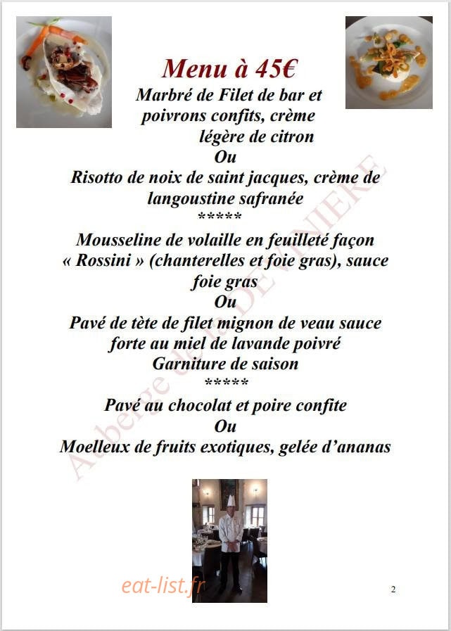 Auberge de la Devinière — carte page 1