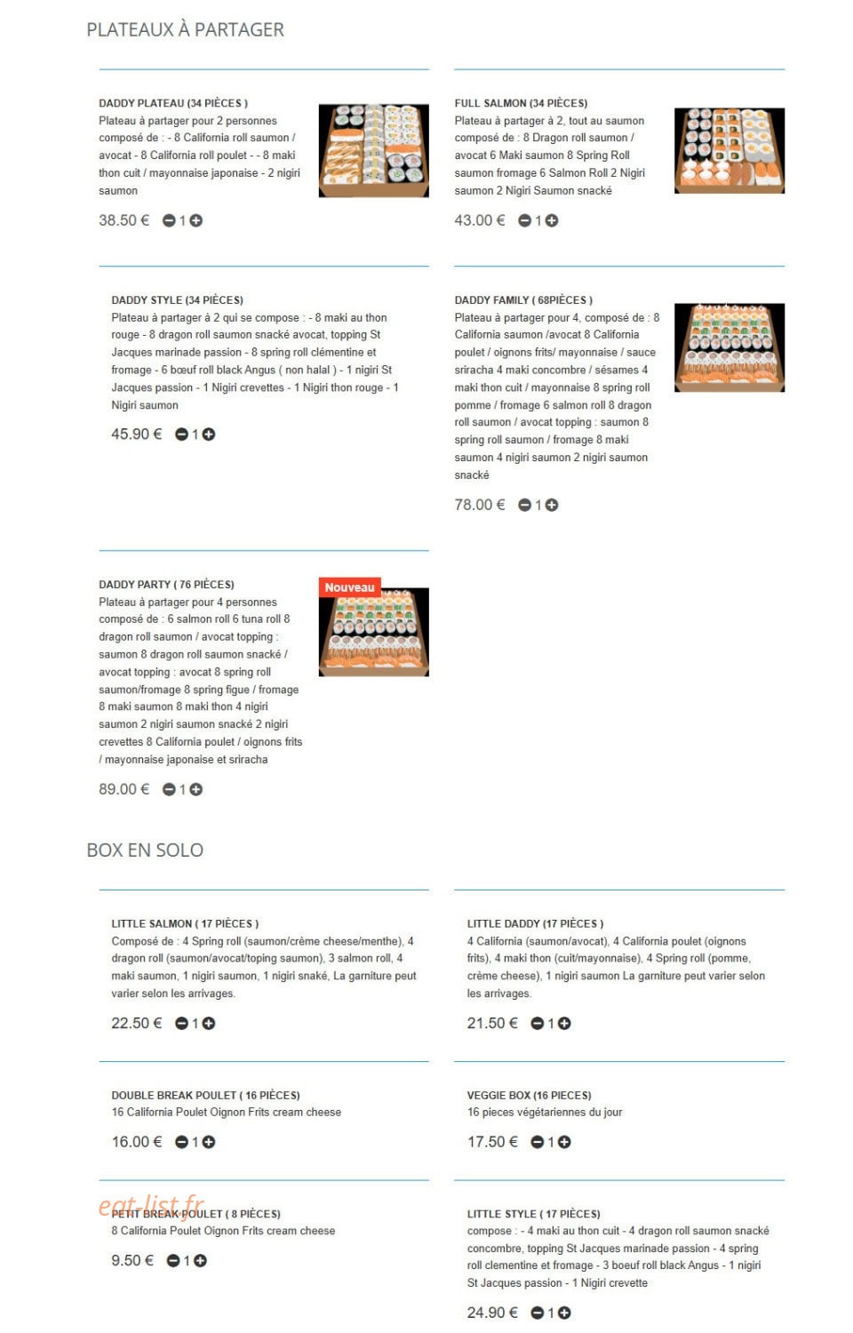 Daddy Sushi — carte page 2