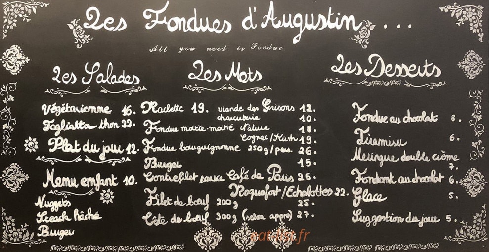 Les fondues d'Augustin — carte page 1