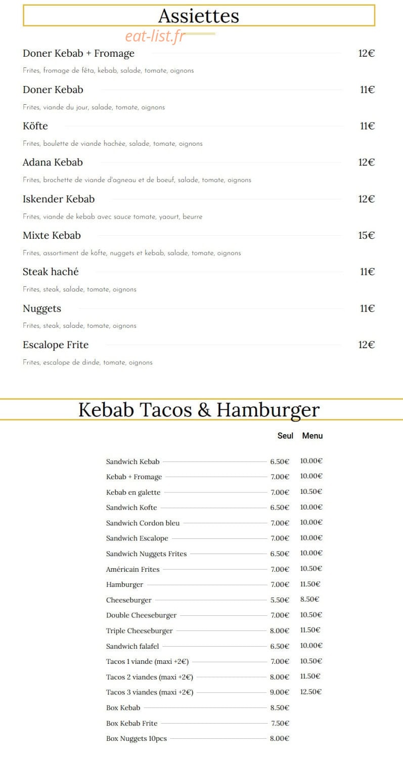 Royal Snack — carte page 1
