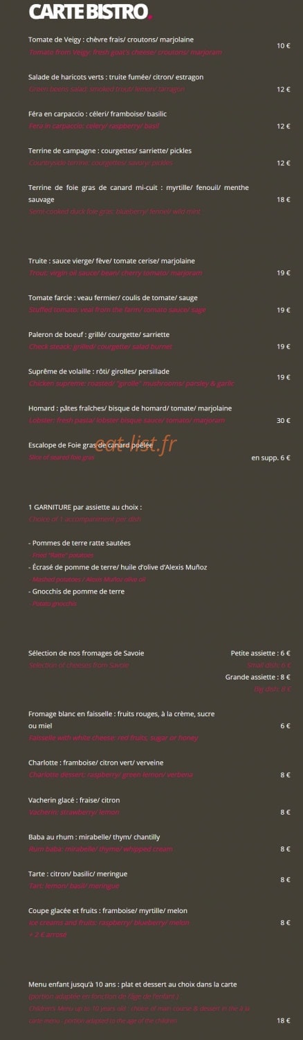 Le Refuge des Gourmets — carte page 1