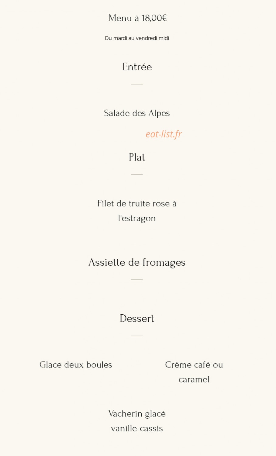 Restaurant Les Troënes — carte page 2