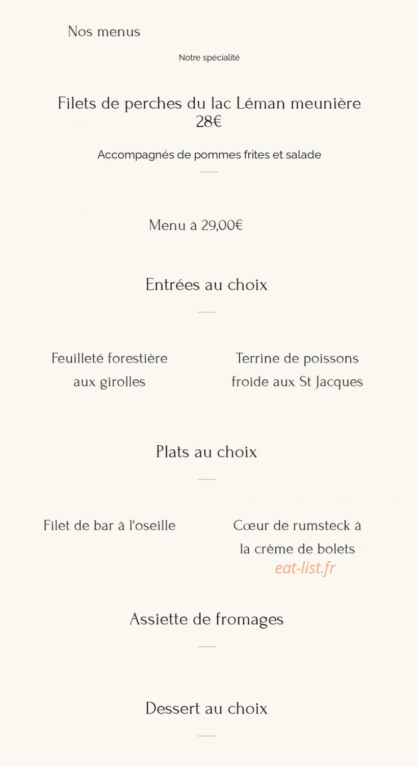 Restaurant Les Troënes — carte page 1