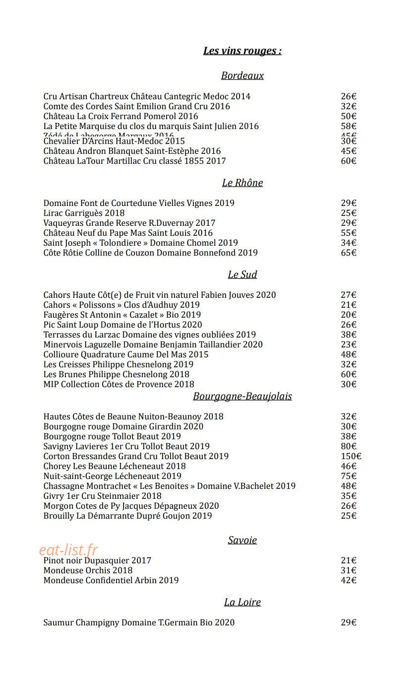 La Table De Nernier — carte page 3