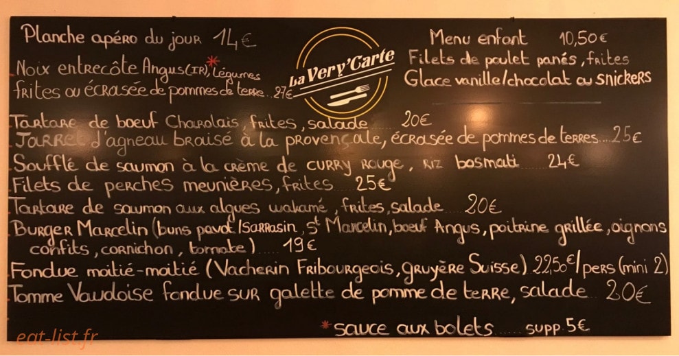 Le Very'table — carte page 1