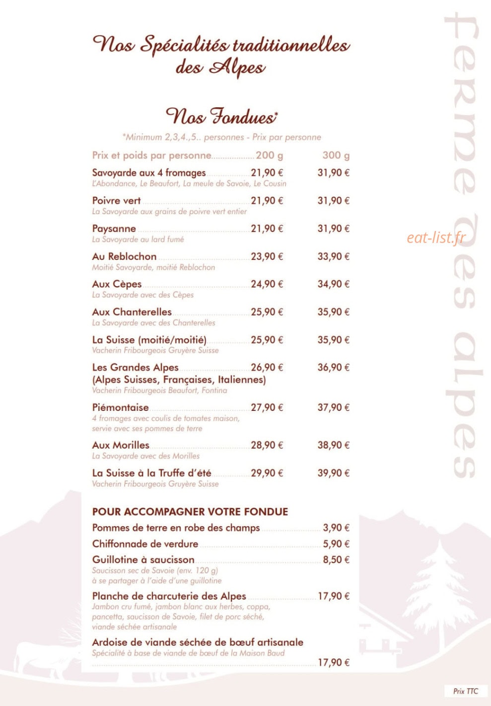 La Ferme des Alpes — carte page 2