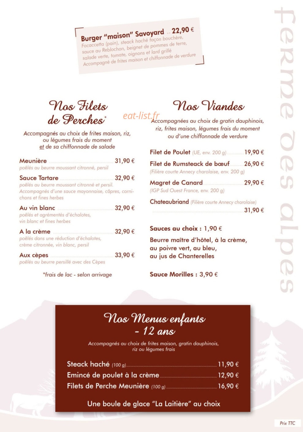 La Ferme des Alpes — carte page 4