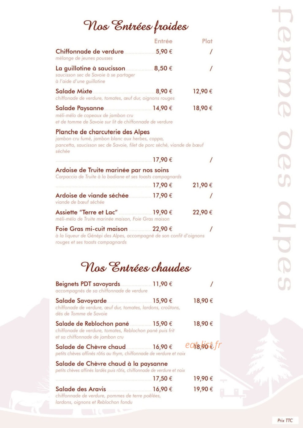 La Ferme des Alpes — carte page 3