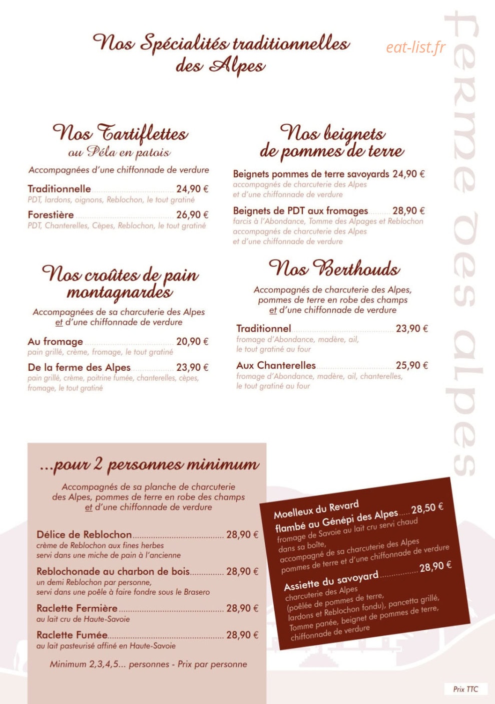 La Ferme des Alpes — carte page 1