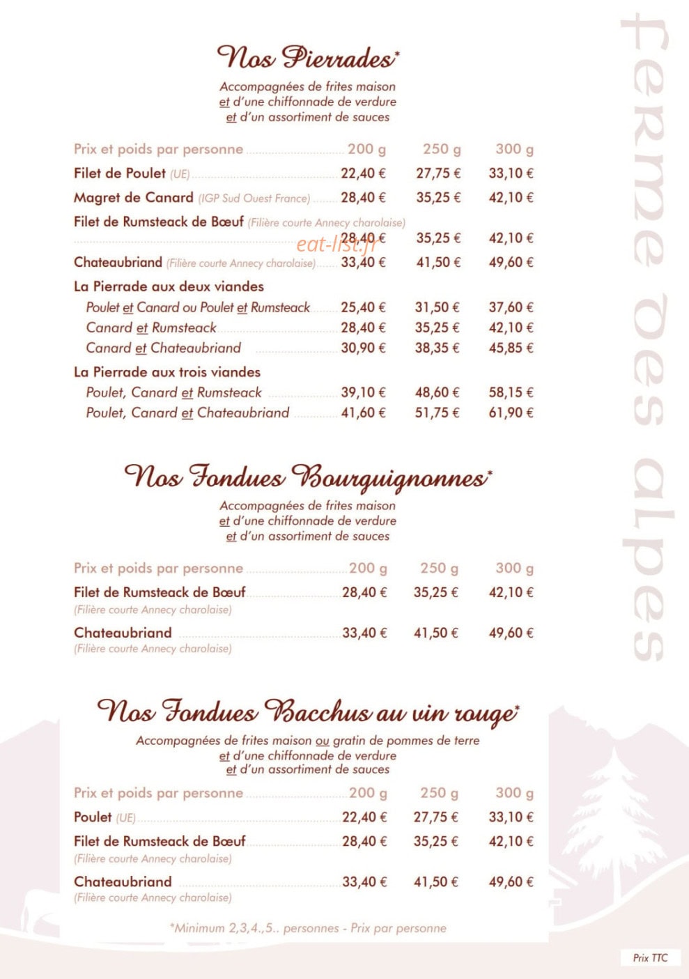 La Ferme des Alpes — carte page 5