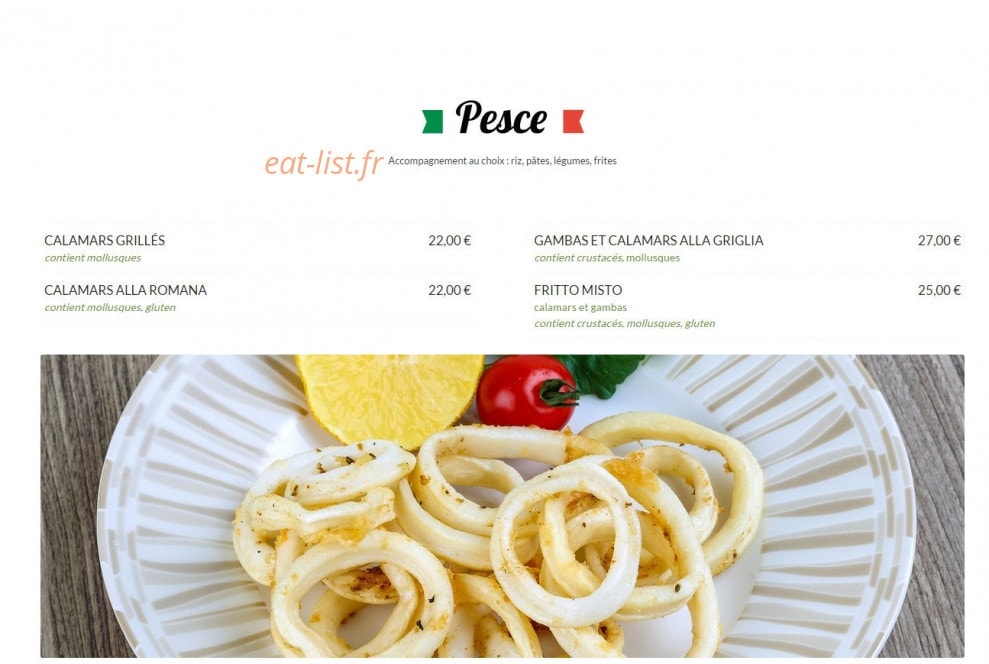Carte et menu de La Fattoria à Veigy Foncenex — Pesce
