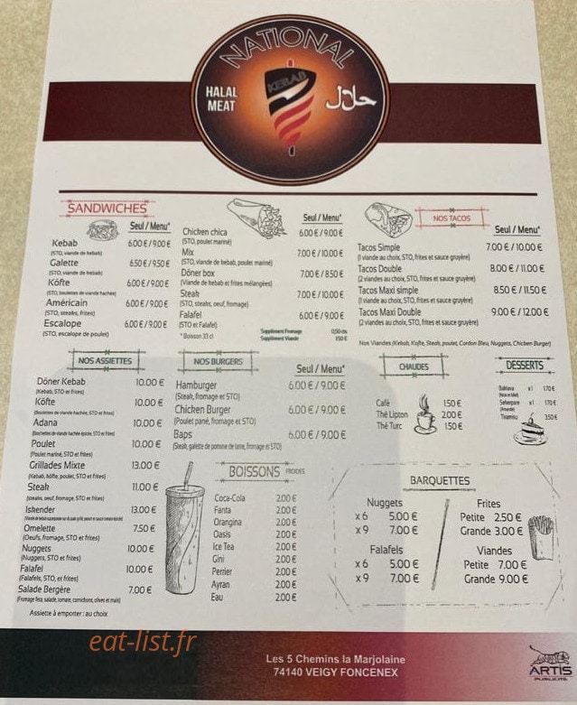 National kebab — carte page 1