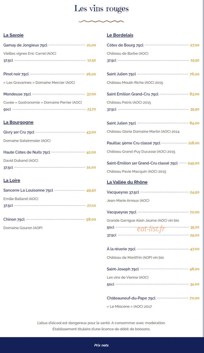 Bar Restaurant des Pêcheurs — carte page 12