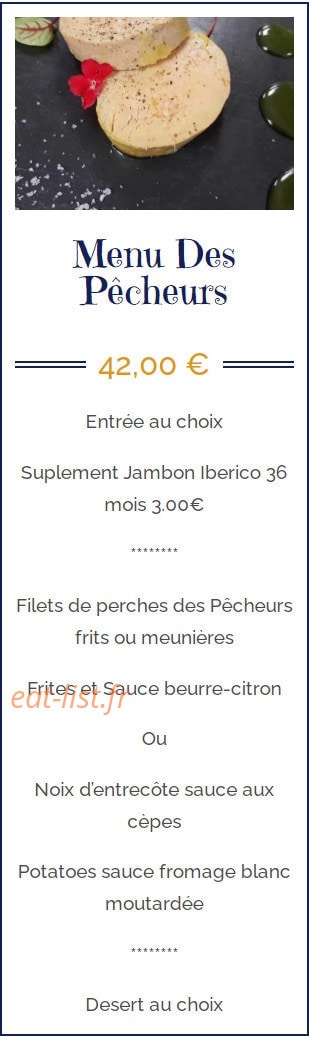 Bar Restaurant des Pêcheurs — carte page 1