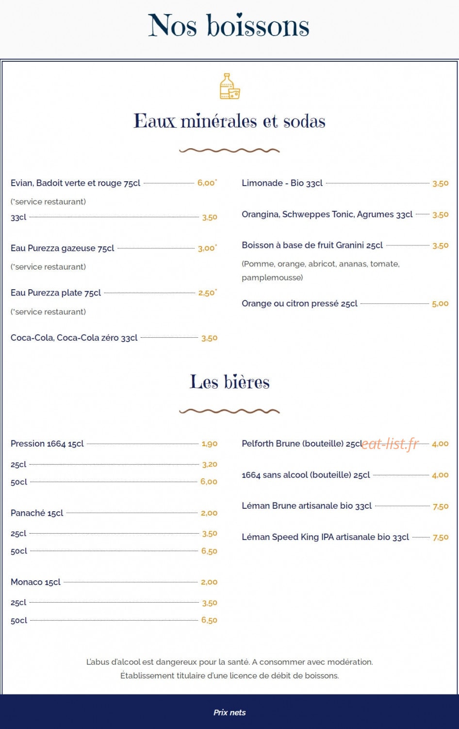 Bar Restaurant des Pêcheurs — carte page 13