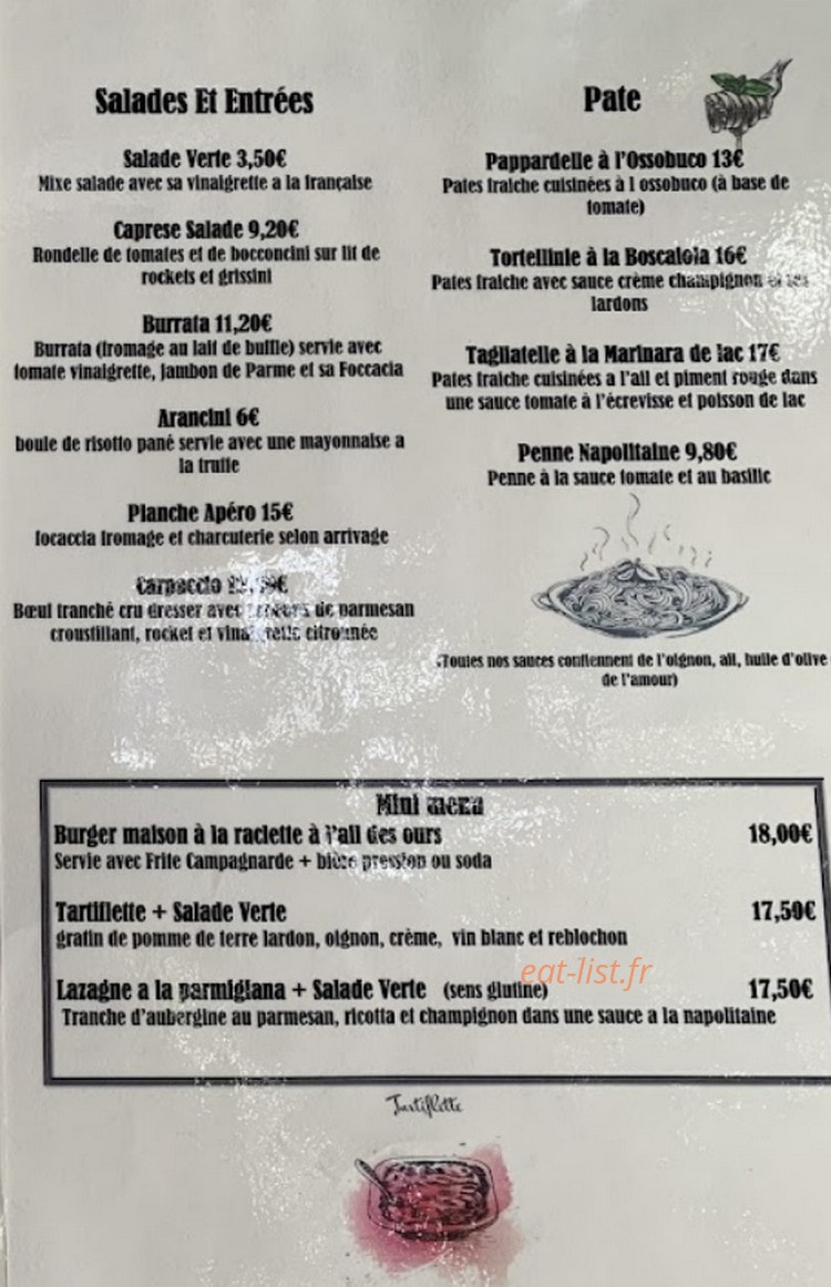 Pizzeria La Dîme — carte page 2