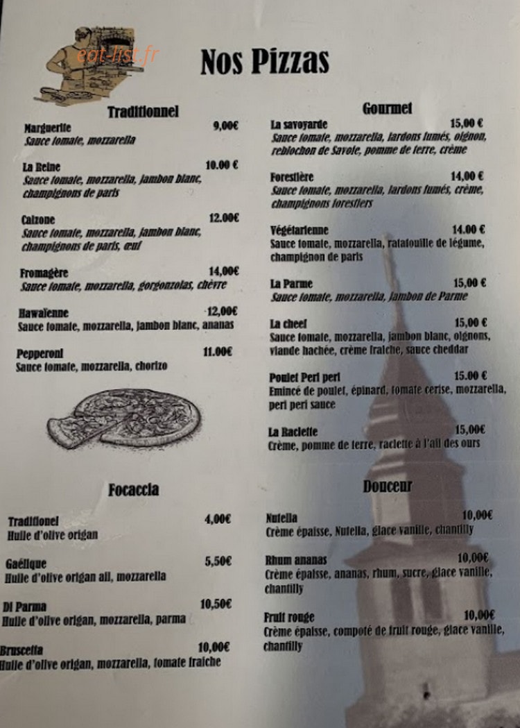 Pizzeria La Dîme — carte page 1