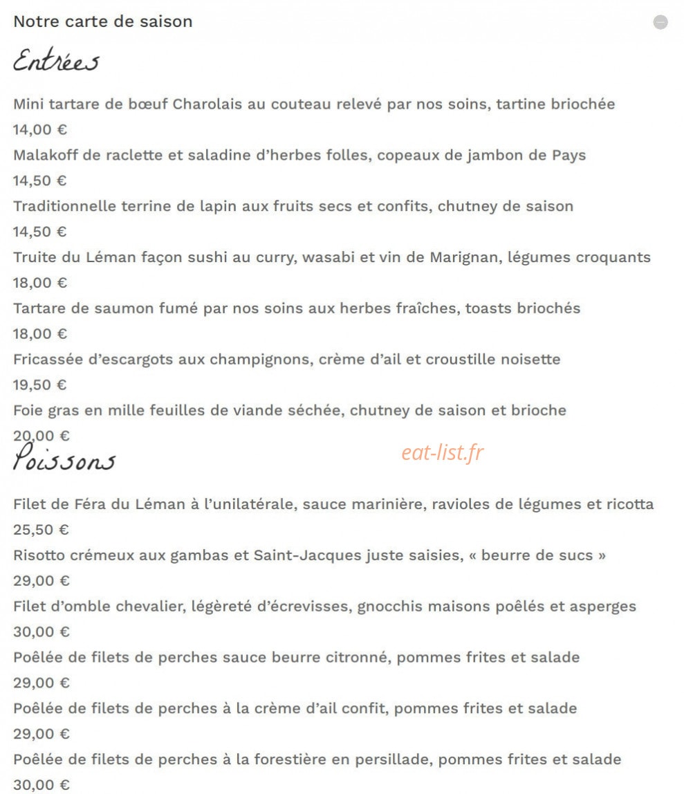 Restaurant La Vieille Porte — carte page 4