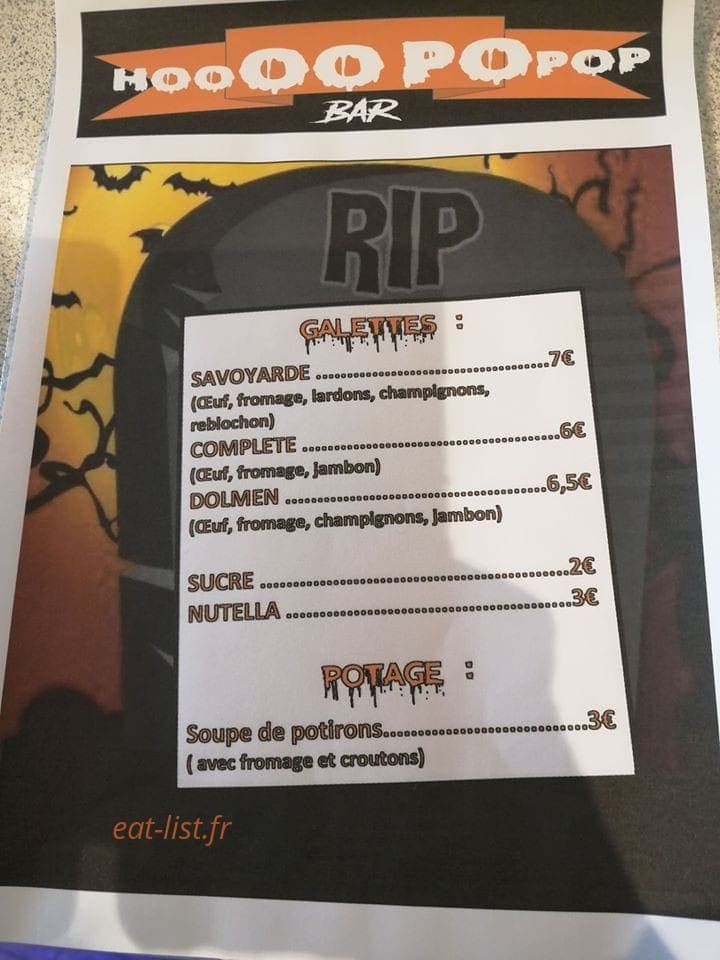 Carte et menu de Hopopop à Hauteville sur Fier — Exemple de plats
