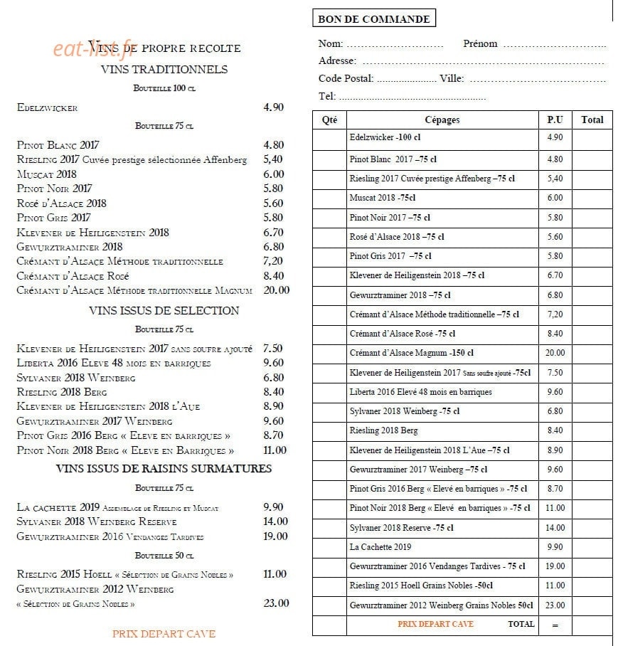 Carte et menu de Brasserie Distillerie Veyrat à Marcellaz Albanais — Les vins