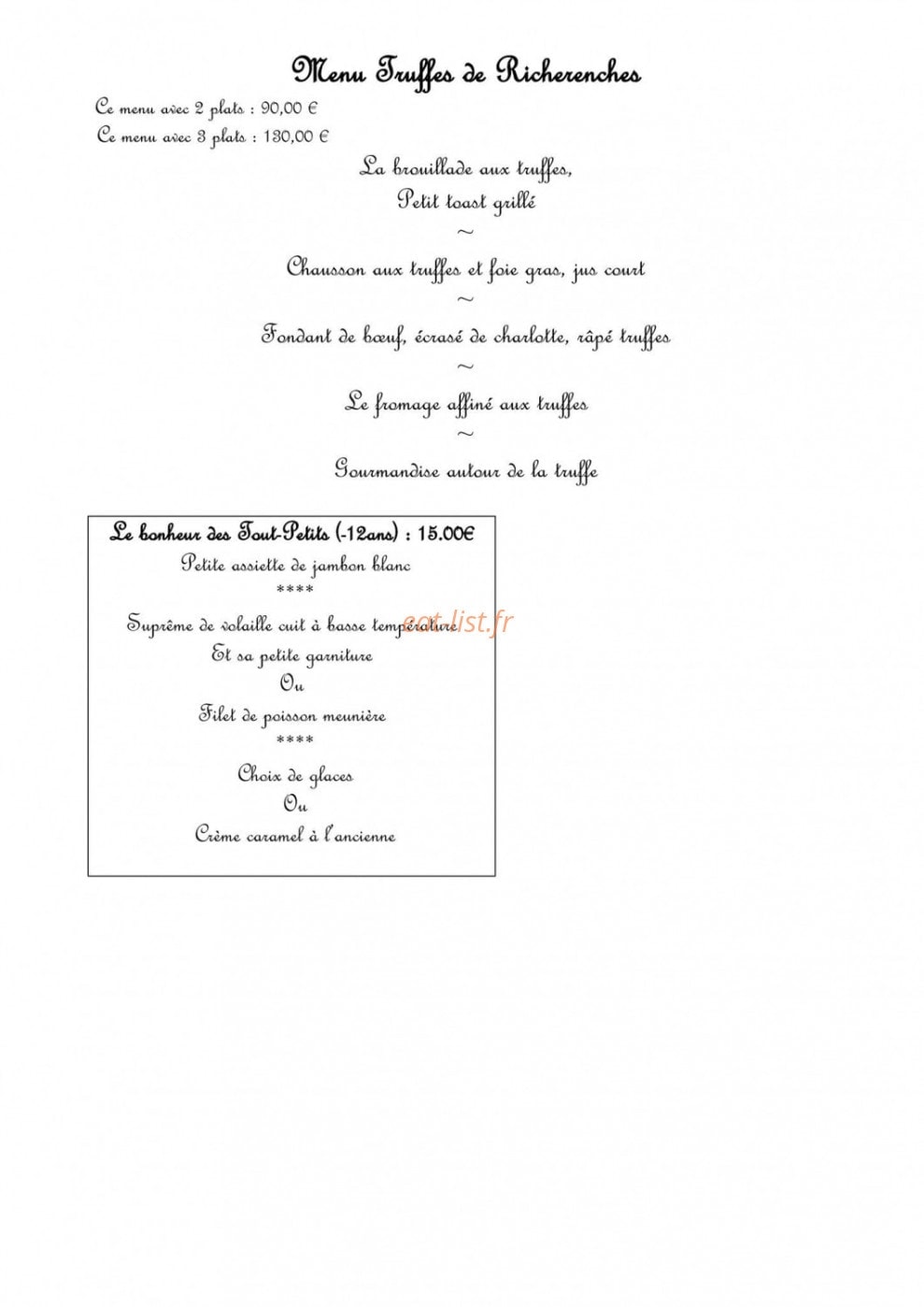 Hôtel Restaurant Blanc — carte page 3