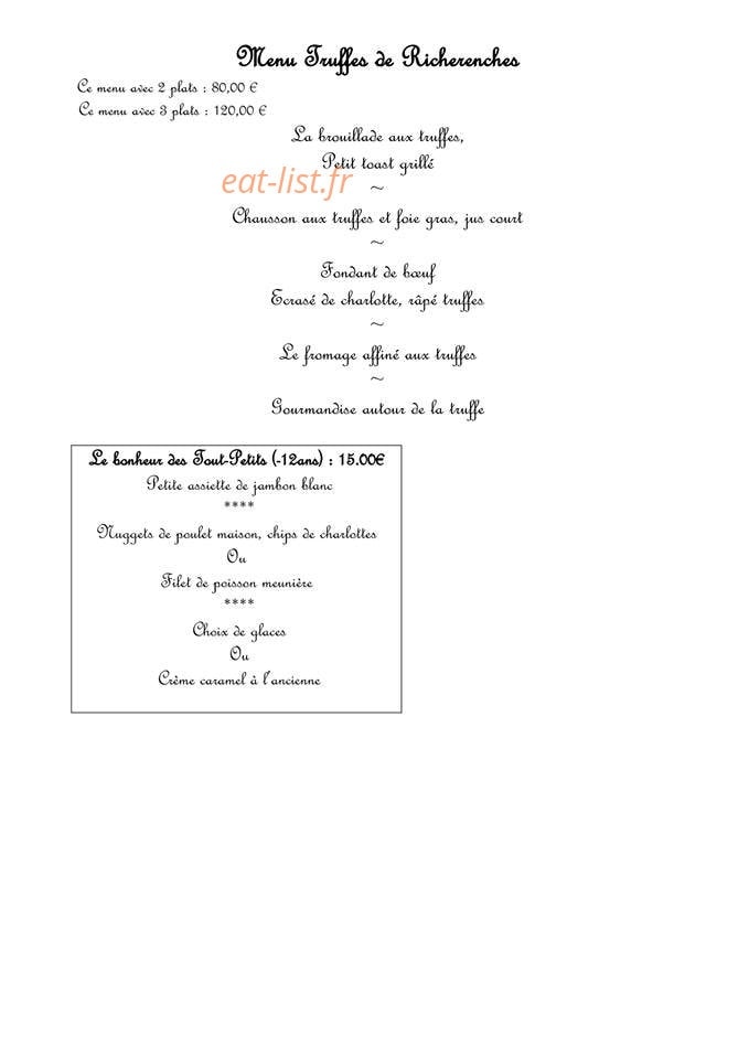 Le Café du Chalet — carte page 1