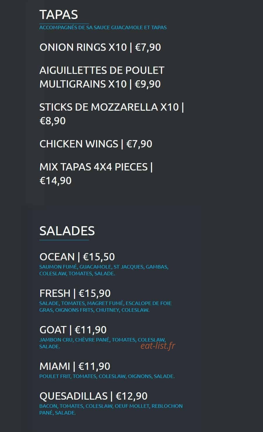 Happy diner — carte page 1