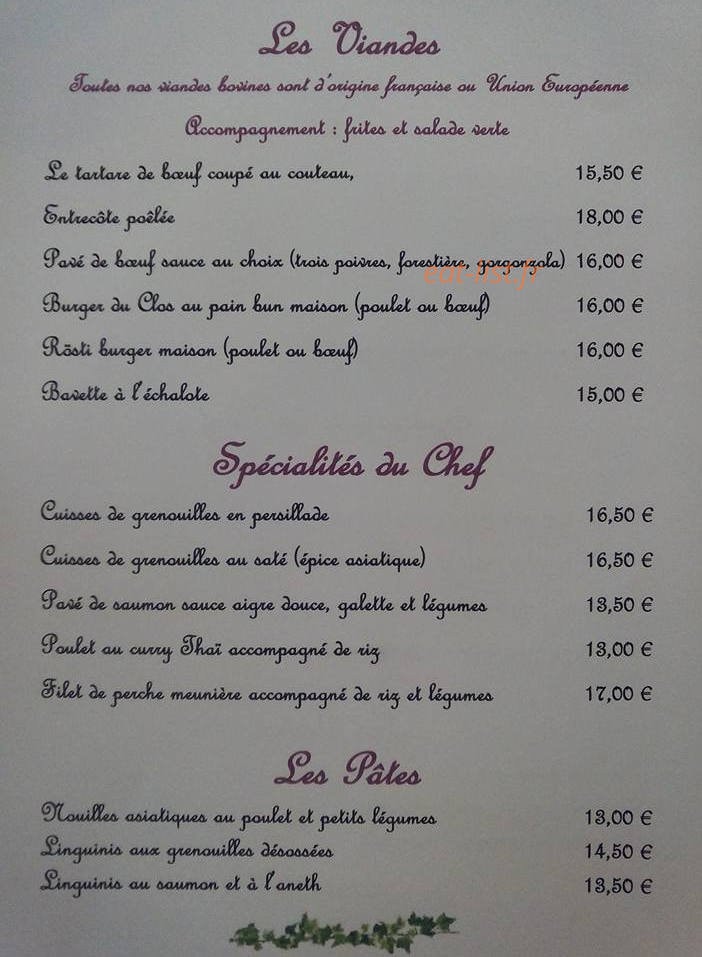 Le Clos Gourmand — carte page 2