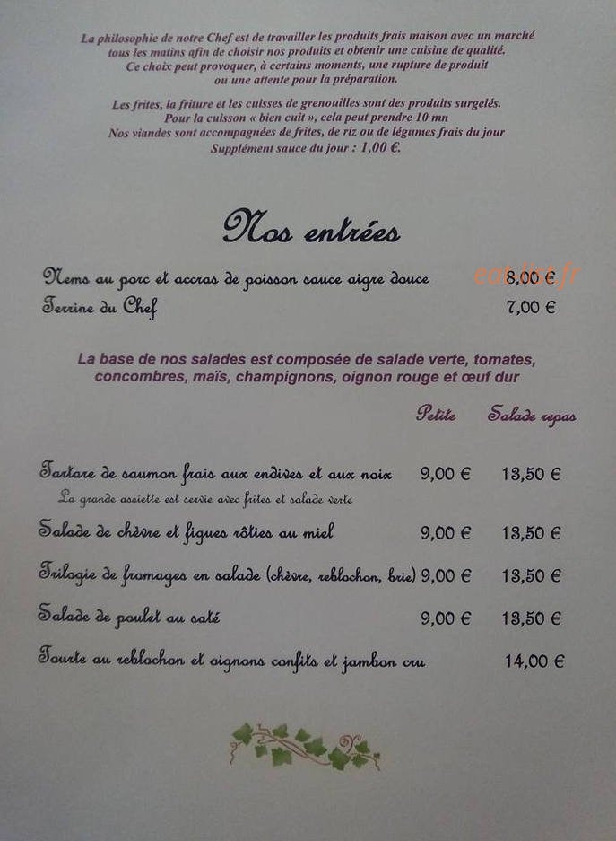 Le Clos Gourmand — carte page 1