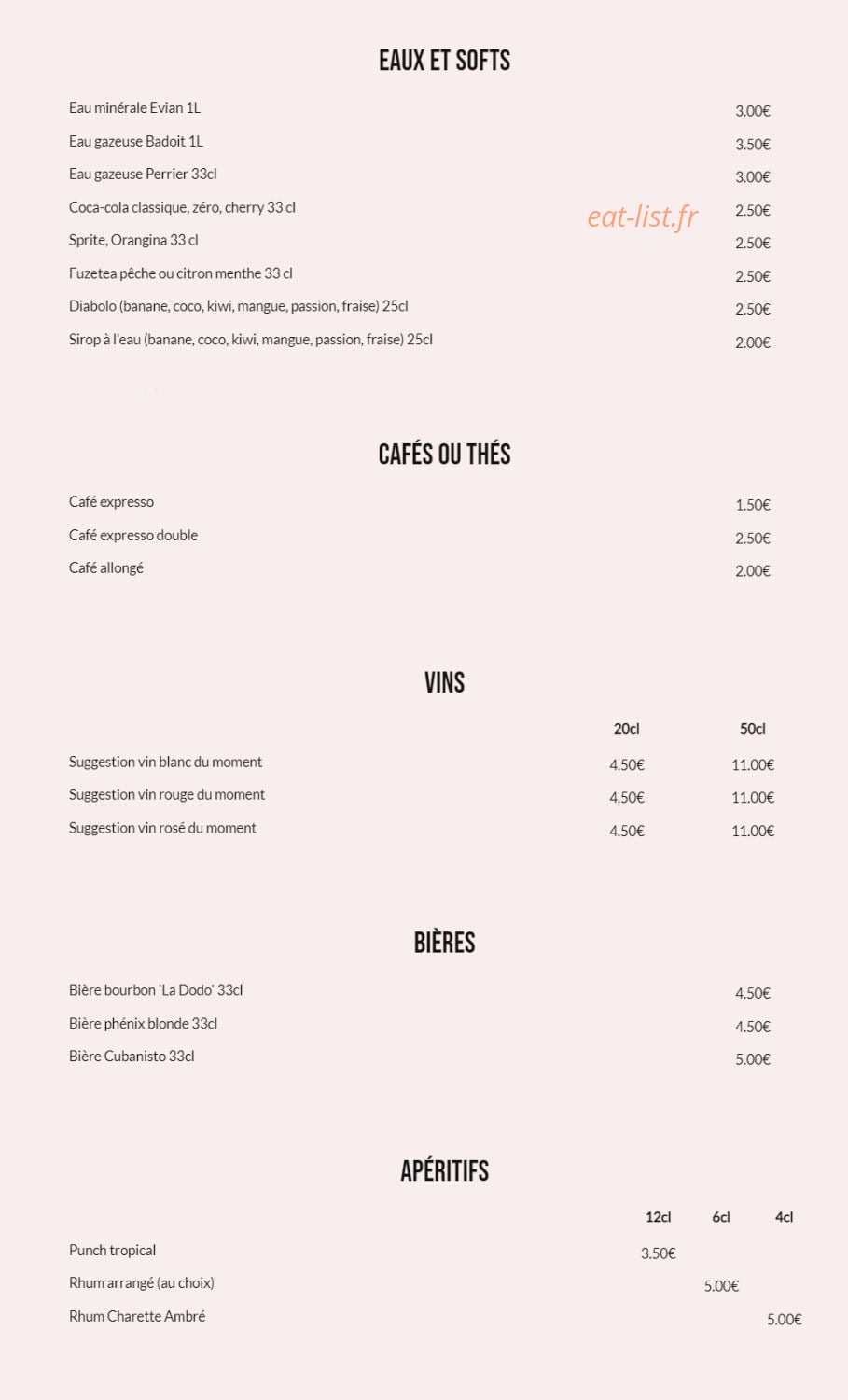 Le Jarod Créole — carte page 2