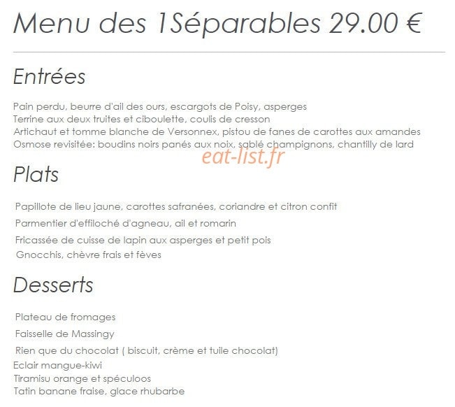 Les 1Séparables — carte page 1