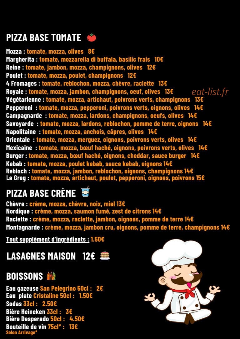 Pizza a emporter chez greg — carte page 2