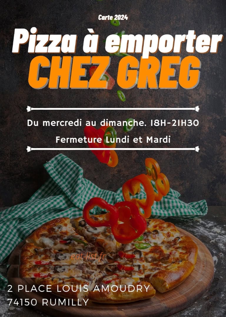Pizza a emporter chez greg — carte page 1