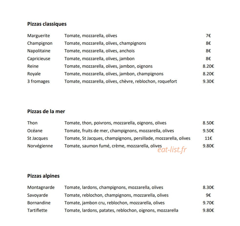 Pizza Plus — carte page 2