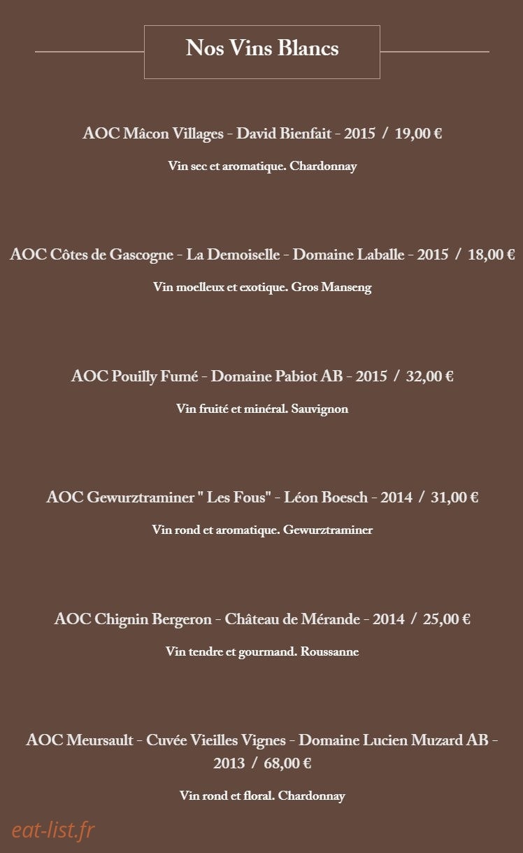 Auberge d'Archamps — carte page 4