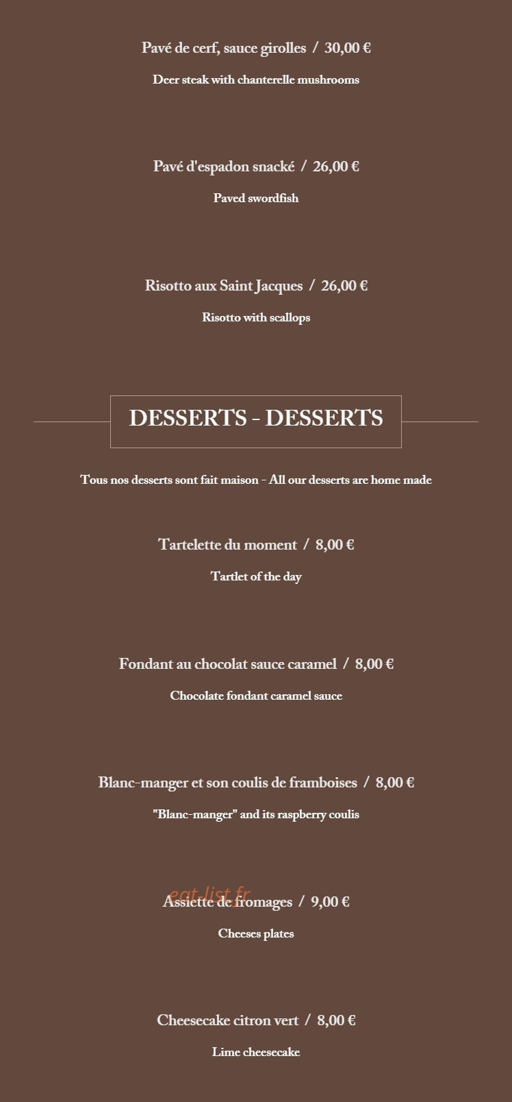 Auberge d'Archamps — carte page 2