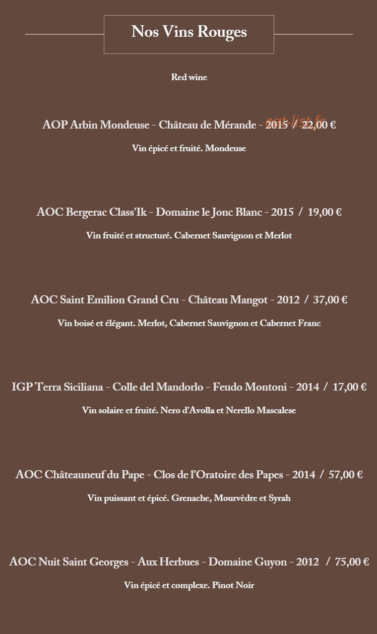 Auberge d'Archamps — carte page 5