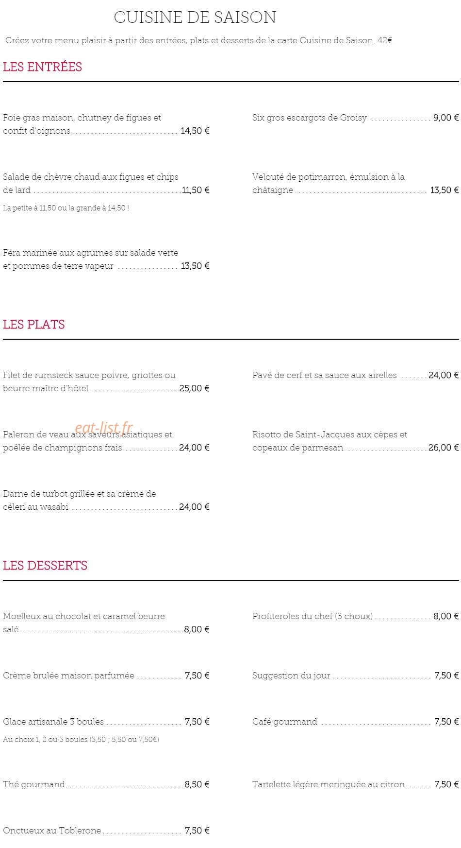 Le bistrot de bossey — carte page 2