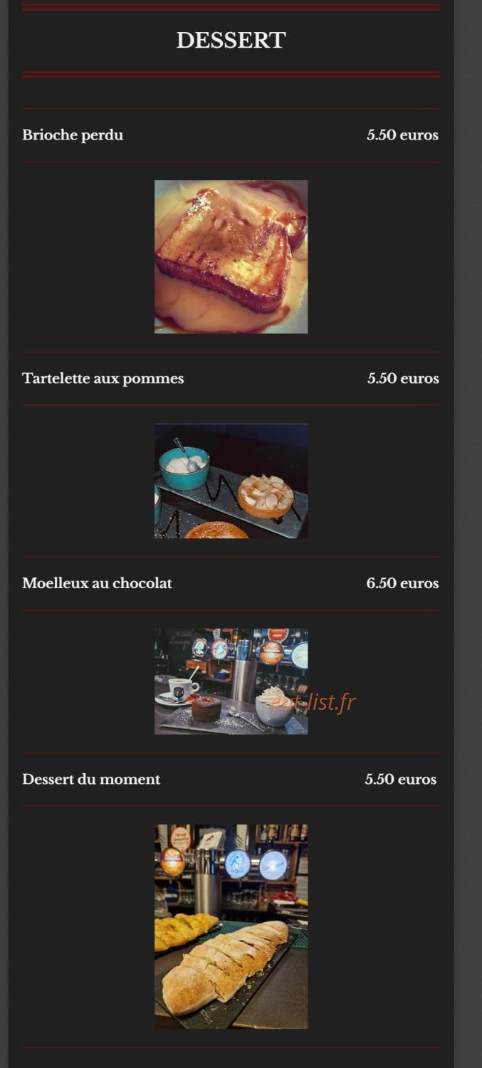 Carte et menu de L'Estrella Sous Salève à Collonges sur Saleve — Les desserts