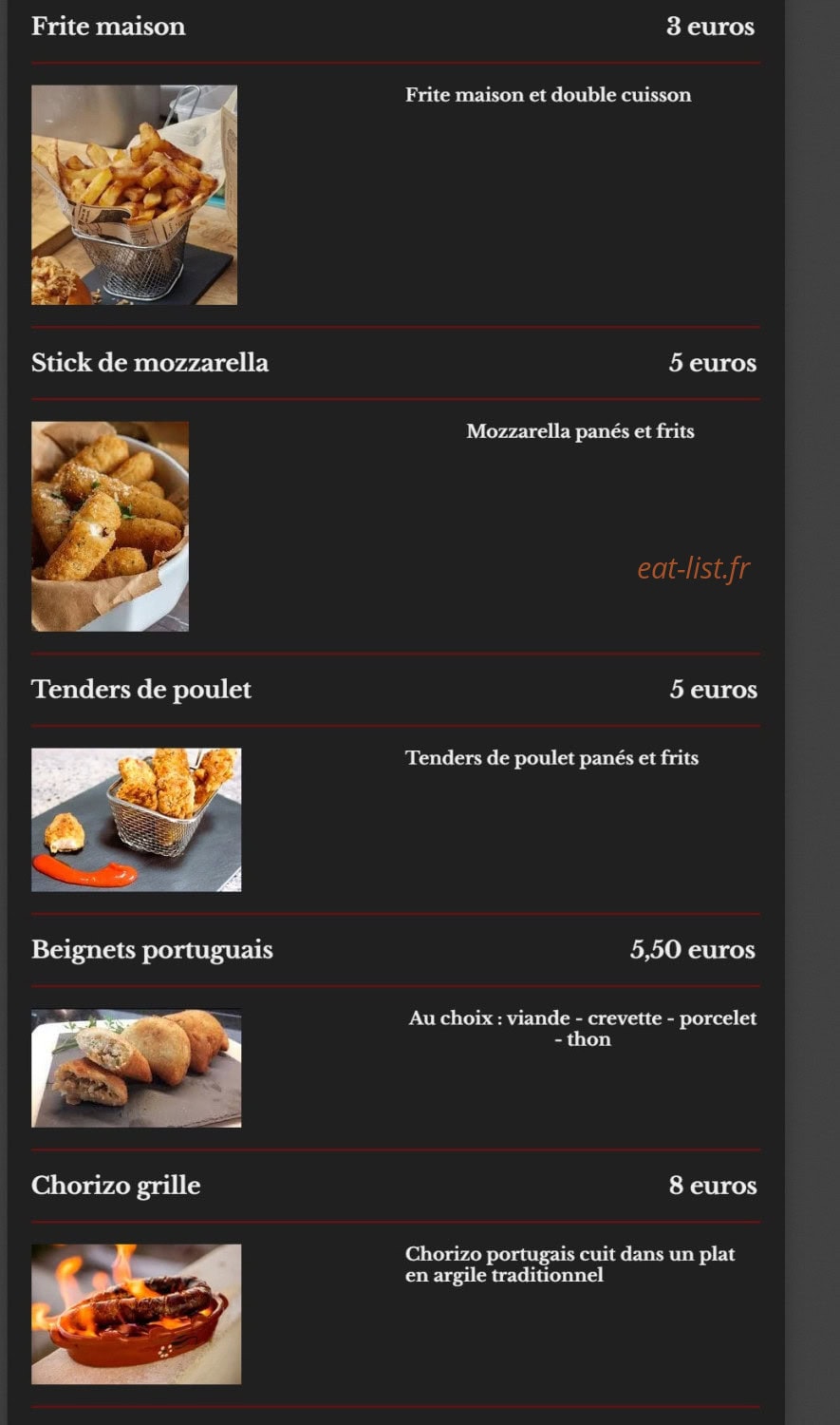 Carte et menu de L'Estrella Sous Salève à Collonges sur Saleve — Les tapas - pica pica (suite)