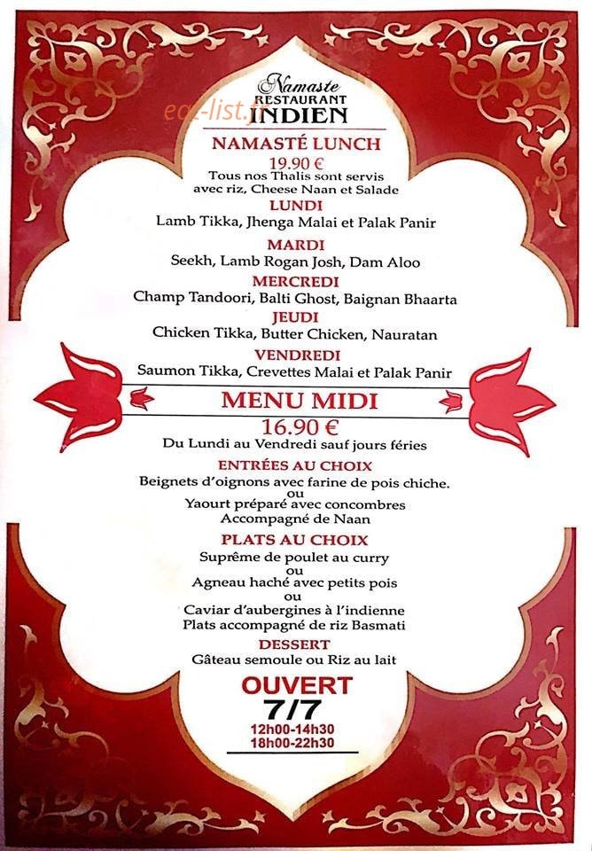 Namasté — carte page 1