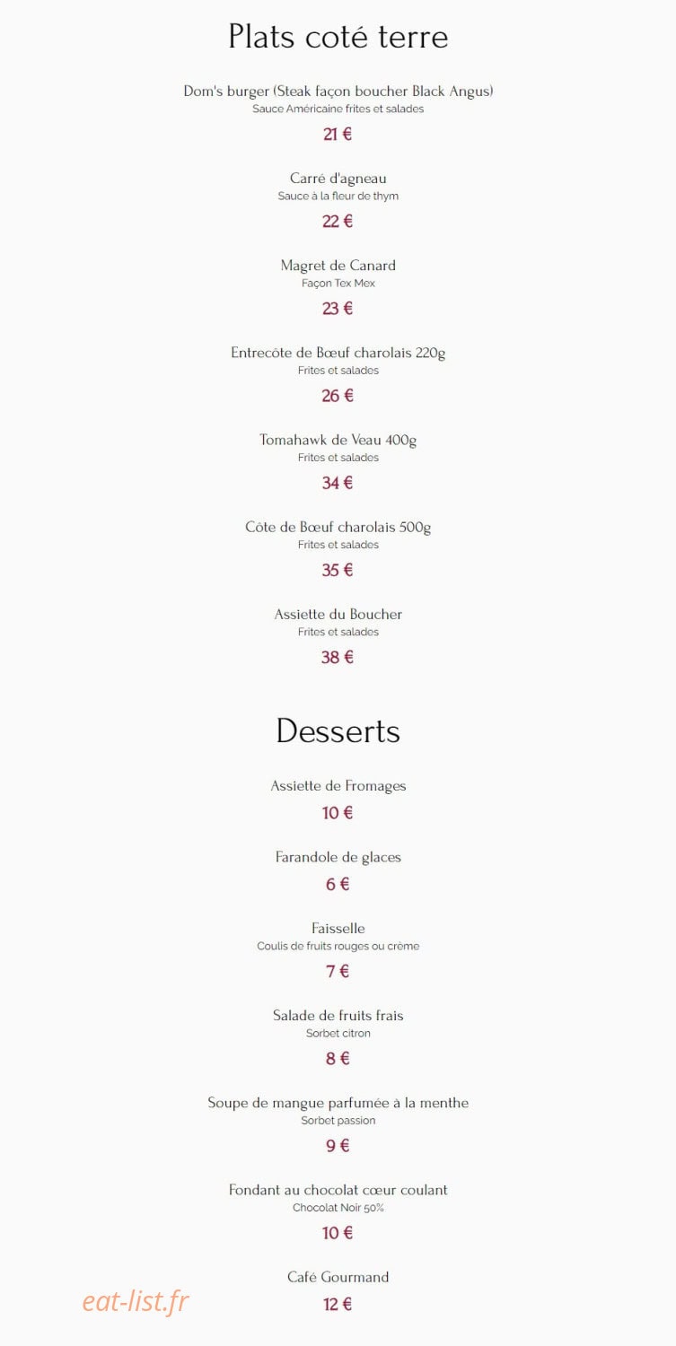Chez Dom's — carte page 2
