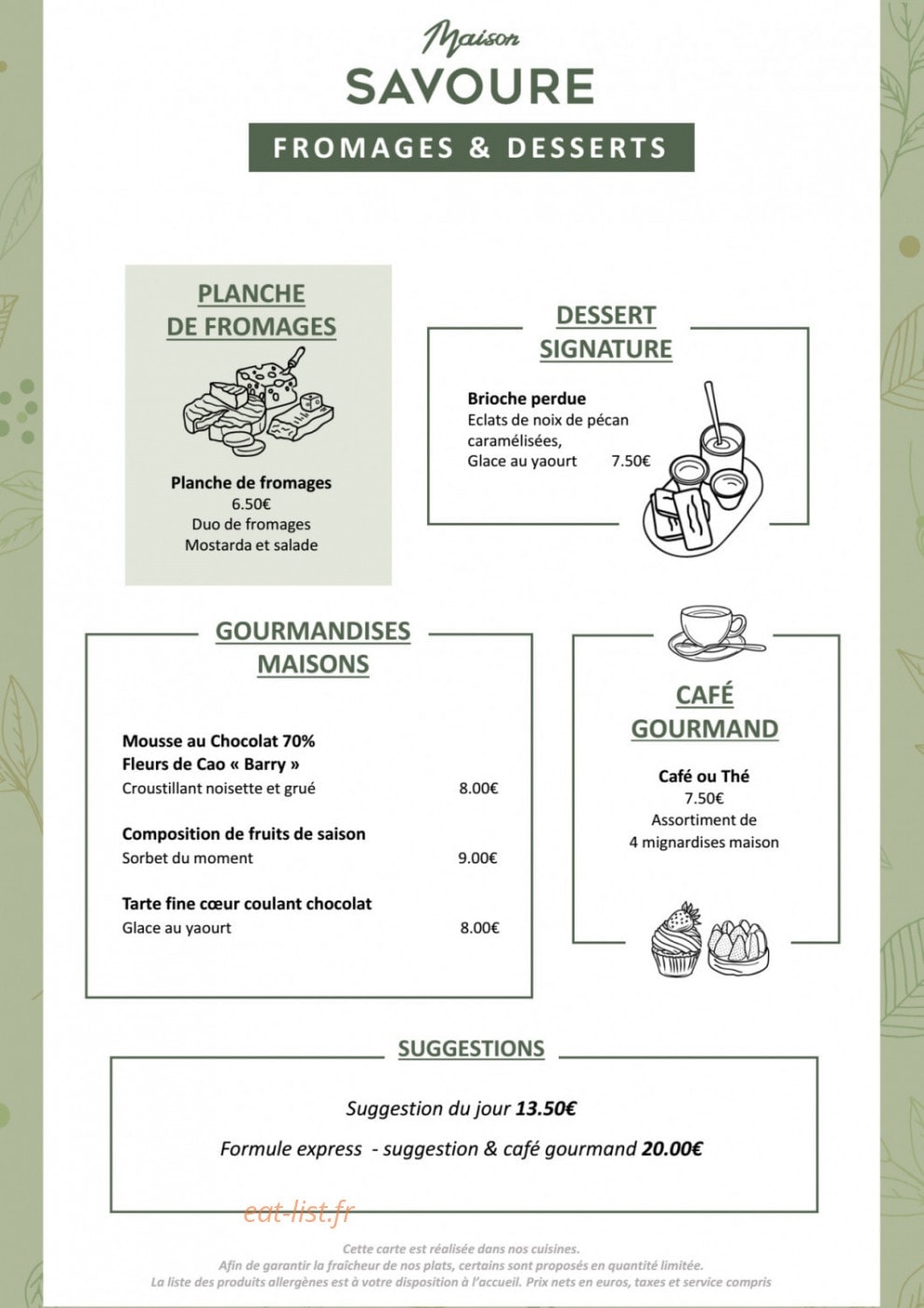 Maison Savoure — carte page 2