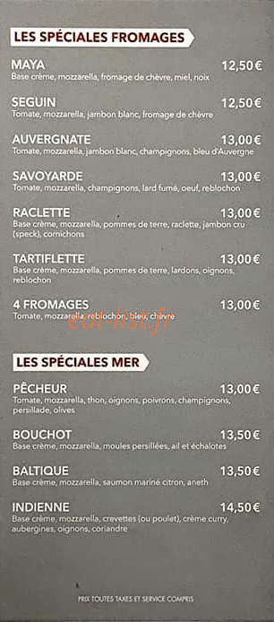Carte et menu de Bianca Pizza à Saint Julien en Genevois — Les spéciales fromages et mer